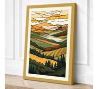 Layered Mountain Lands Rustic Canvas Wall Art Print 36x24 Inch (91 x 61 cm)