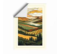 Layered Mountain Lands Rustic Unframed Wall Art Print A3 (42×29.7cm), Wall Decor for Living Room, Bedroom, Office & Home, Art Gift