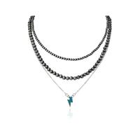 Layered Navajo Pearls Necklace Western Necklaces for Women Turquoise Charm Necklace Country Concert Outfits for Women, Metal, no gemstone