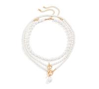Layered Necklaces For Women Choker Wide Collar 14K Gold Plated Multi-Layer Necklace Chunky Paperclip Snake Herringbone Chain Rhinestone, Rhinestone, Cubic Zirconia