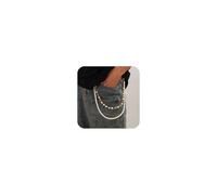 Layered Pants for Men Women Punk Wallet Chain Belt Trousers Jeans Chain for Men Pocket Chain for Pants Exquisite Rhinestone Flower Pearl Wallet Chain, Adjustable, Gold Plated Metal, No Gemstone