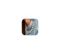 Layered Pants Wallet Chain for Men Women Trendy Flower Baroque Pearl Rhinestone Beaded Wallet Chain Dainty Fashion Street Jeans Punk Jewelry Clothing Accessories, L, Alloy, No Gemstone