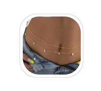 Layered Pearl/Butterfly Sequins Waist Belly Chains Gold Beaded Waist Chain Boho Layered Belly Chain 2 Pcs Pearl Body Chains for Women and Girls