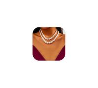 Layered Pearl Necklace for Women Baroque Pearl Statement Choker Necklace Irregular White Pearl Charm Necklaces Wedding Bridal Party Neck Jewelry Gifts, Layered, Crystal Faux Pearl, Crystal