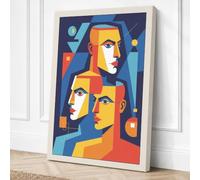 Layered Perspectives Art Deco Canvas Wall Art Print 18x12 Inch