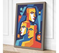 Layered Perspectives Art Deco Canvas Wall Art Print 18x12 Inch
