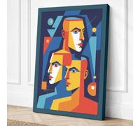 Layered Perspectives Art Deco Canvas Wall Art Print 18x12 Inch (46 x 30 cm)