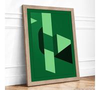 Layered Planes Geometric Framed Wall Art Print A2 Oak | Ready to Hang, Premium Gi Paper, Fade-Resistant Inks, Securely Packaged, UK Made