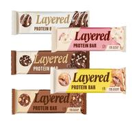Layered Protein Bar Variety Pack 50g - Assorted Flavours, Crunchy & Soft High-Protein Snack Bars, Perfect On the Go Treats - myptn (12 x Mixed Bars)
