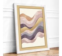 Layered Ripples Minimalist Framed Wall Art Print A3 (42×29.7cm) White, Wall Decor for Living Room, Bedroom, Office & Home, Ready to Hang, Art Gift