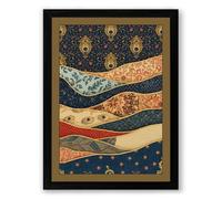 Layered Textile Composition Eclectic Framed Wall Art Print A1 (84.1×59.4cm) Black, Wall Decor for Living Room, Bedroom, Office & Home, Ready to Hang, Art Gift