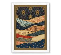 Layered Textile Composition Eclectic Framed Wall Art Print A4 (29.7×21cm) White, Wall Decor for Living Room, Bedroom, Office & Home, Ready to Hang, Art Gift