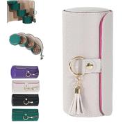 Layered Travel Jewelry Case - Elegant Storage,Always Ready to Shine,3-Tier Rotating Organizer with PU Leather Hard Shell,Tangle-Free Storage,for Necklaces,Rings,Earrings (White)