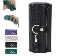 Layered Travel Jewelry Case - Elegant Storage,Always Ready to Shine,3-Tier Rotating Organizer with PU Leather Hard Shell,Tangle-Free Storage,for Necklaces,Rings,Earrings (Black)