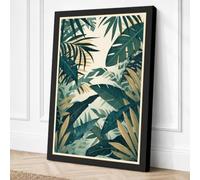 Layered Tropical Foliage Canvas Wall Art Print 18x12 Inch