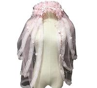 Layered Tulle Headband Veil Floral for Bachelorette Party Bride to Be Role for Play Photo Props