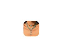 Layered Western Necklaces for Women Vintage Turquoise Beaded Western Jewelry for Women Ox-head Cactus Cowboy Hat Chain Necklaces Westerns Necklace Jewelry Country Concert Cowgirl Dresses Accessories