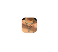 Layered Western Necklaces for Women Vintage Turquoise Beaded Western Jewelry for Women Ox-head Cactus Cowboy Hat Chain Necklaces Westerns Necklace Jewelry Country Concert Cowgirl Dresses Accessories