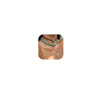 Layered Western Necklaces for Women Vintage Turquoise Beaded Western Jewelry for Women Ox-head Cactus Cowboy Hat Chain Necklaces Westerns Necklace Jewelry Country Concert Cowgirl Dresses Accessories
