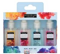 Layering Lab Mini Body Mists Set Paradise, Sorbet, Exotic and Blossom Mist 4X50 ml Travel Size