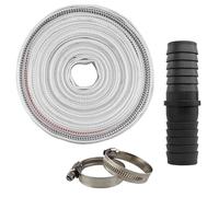 Layflat Discharge Hose 10m 15m,20m Length x 25mm 32mm or 50mm,for Pond, Garden Irrigation, Hot Tub Pool,Sump or Dirty Flood Water Discharge+ 2 x Matching Clips+Joiner (1" X15m+Clips+Joiner)