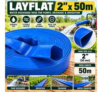 Layflat Water Discharge Hose 2in 50mm x 50m for Pumps, Irrigation & Drainage Use