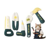 Layheld Cat Chew Toy Cute Tool-Shaped Toy Set with Catnip Hammer Drill Wrench Pliers Saw Play and Stress Relief Cat Accessories Pet Toy Gift Choices (Full Set 5pcs)