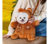 Layheld Cat Puppy Costume Winter Warm Outing Backpack Cute Bear Bee Design Anti-Escape Bag for Kitten Cat Small Dog (Bear,Small)