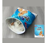 Layheld Cat Puppy Sleep Bag Winter Warm Cute Simulated Food Bag Shape Tunnel-Design Fordable Hanging Toy Crinkle Paper Soft Cozy Pet Accessories (Coffee Cookies)