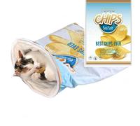 Layheld Cat Puppy Sleep Bag Winter Warm Cute Simulated Food Bag Shape Tunnel-Design Fordable Hanging Toy Crinkle Paper Soft Cozy Pet Accessories (Seasalt)