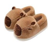 Layheld Fluffy Slippers for Parents and Kids, Cute Capybara Shape, Soft, Cosy, Warm, Non-Slip Soles, Fluffy Slippers, Gift for Christmas, Closed back, 4.5/5 UK