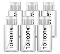 Layhit 10 oz Alcohol Pump Dispenser Clear Empty Pumping Bottle Liquid Push Down Dispenser Labeled Refillable Cosmetic Container (6 Pcs)