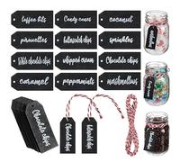 Layhit 12 Pcs Christmas Hot Cocoa Bar Decoration with Red and White Rope Wood Hot Cocoa Bar Supplies Black Wooden Labels Tags Christmas Hot Chocolate Party Favor Supplies for Coffee Cup Office Table