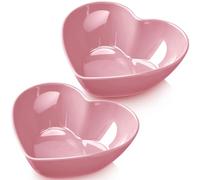 Layhit 2 Pcs Heart Shaped Bowl Salad Heart Appetizer Bowls Plastic Snacks Holder for Valentine Wedding Fruits Candy Dessert Kitchen Cooking Gift(Pink,7 Inch)