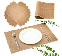 Layhit 24 Pcs Burlap Braided Placemats Bulk for Dining Tables Heat Resistant Jute Table Mats Farmhouse Woven Fabric Natural Place Mats for Fall Decoration (Rectangle)