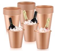 Layhit 24 Pcs Plastic Ice Buckets for Parties 3 Liters Wine Bucket Portable Ice Holder Disposable Wine Cooler for Party Wedding Party Beverages Champagne Soda and Beer (Rose Gold)