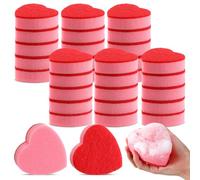 Layhit 30 Pcs Heart Shaped Sponge, Valentine's Day Dual-Sided Kitchen Scrubber for Washing Dishes, Pots, Pans and General Household Cleaning, Pink and red