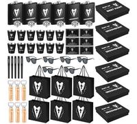 Layhit 60 Pcs Groomsmen Gifts Set of 6 Stainless Steel Shot Glass, Flask, Funnel, Bottle Opener, Pen, Sunglasses, Card, Box, Bag Groomsmen Proposal Box for Wedding Party Present