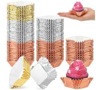 Layhit 600 Pcs Square Mini Foil Cupcake Liners Disposable Brownie Square Baking Cups Foil Muffin Liners Cupcake Papers Party Supplies for Weddings Birthdays Baby Showers (Bright Color)