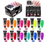 Layhou 12-Color Nail Extension Gel Nail Art UV Gel Extension Kit UV Light Therapy Extension Nail Glue for Acrylic Nails False Nails Broken Nails Rhinestones