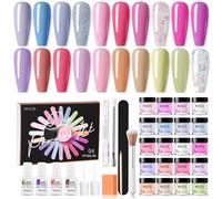 Layhou 20 Colors Nail Dipping Powder Set Nail Art Dip Powder Starter Kit Fast-drying No UV/LED Nail Lamp Needed with Base Top Coat Activator Brush Saver for Home DIY Salon Nail Art