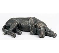 Laying Hound Dog Garden Ornament, Bronze Finish, 58 cm x 32 cm x 15 cm