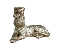 Laying Tiger Gold Candle Holder, Tapered Pillar Candlestick Metallic Novelty, Home Decor Table Centrepiece