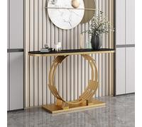 LaYiQimn Modern Console Table,Modern Curved Console Table with Marble Top, Elegant Entryway Accent Table, Sturdy Round Base for Hallway & Living Room, 55.1" - Black Furniture Decor