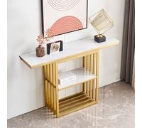 LaYiQimn Modern Console Table,Modern Faux Marble Console Table, Industrial Entryway Sofa Table for Living Room & Hallway Organization, Stylish Gold Accent, 80cm/31.5in