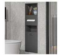 LaYiQimn Shower Niche, Wall Mounted Shower - Recessed Bathroom nizer with Stainless Steel Shelf & Trash Can Ideal for Home & Hotel Storage No Tile Needed Brown/Grey 30x86x14cm