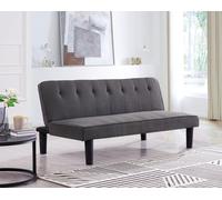 Layla Fabric Sofa Bed With Tufted Detail and Black Legs Home Detail Grey One Size