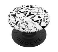 Layla Name Cool Black and White Scattered Pattern PopSockets Swappable PopGrip