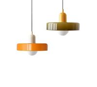 LAYMXNDIO Nordic Glass Pendant Light Candy Color Single Head Lamp for Living Room Bedroom Study Dining Room Bar Indoor Decorative Fixtures (Color : Beige Orange, Size : Warm White)