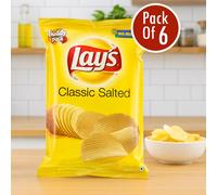 Lay's Classic Salted Potato Chips - 52g (Pack of 6) | Crispy, Lightly Salted Snack, Vegetarian-Friendly | Perfect for Lunchboxes